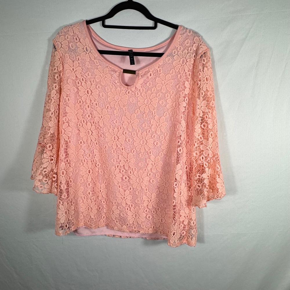 Ashley Blue Lace Overlay Blouse